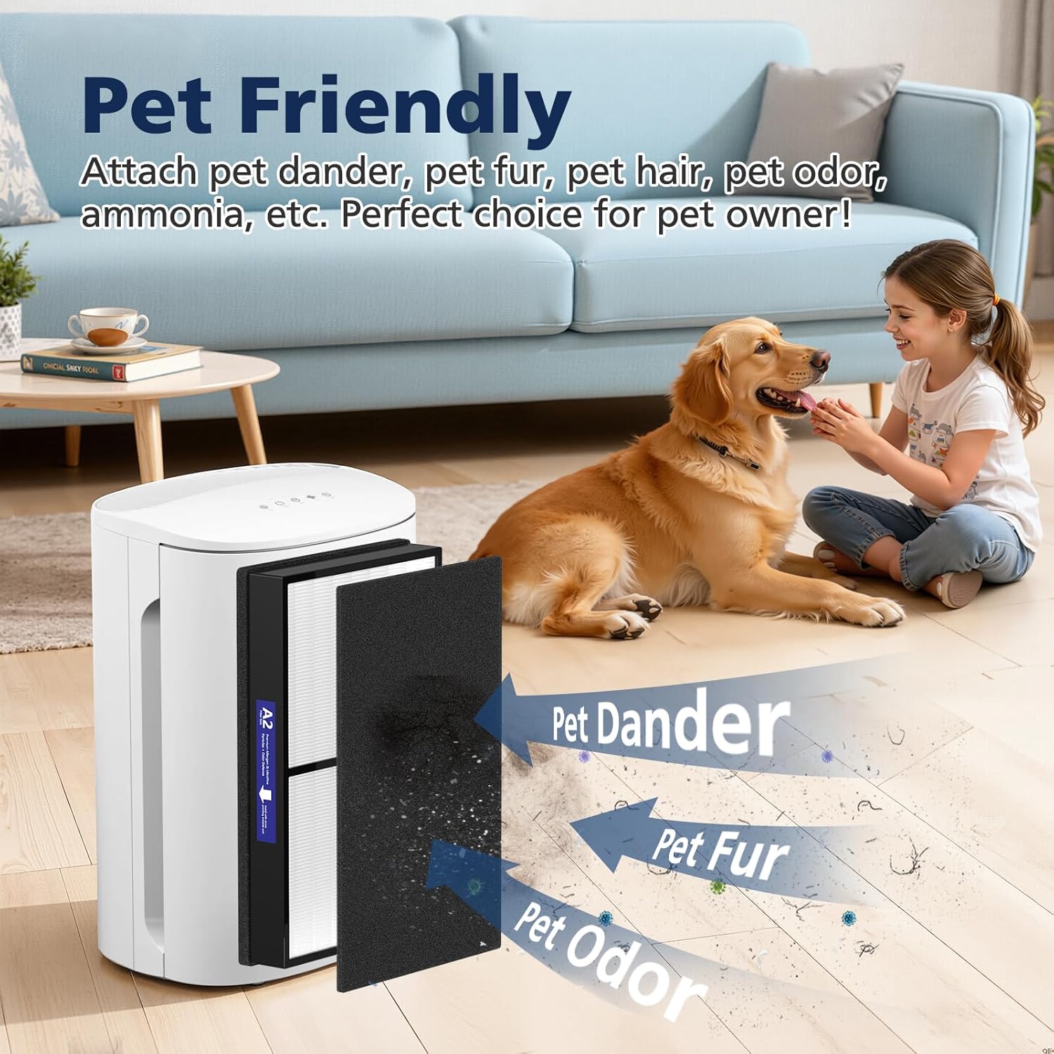 2 Pack A2 HEPA Replacement Filter Compatible with Filtrete Room A2 F2 Air Purifier Models FAP-C02-A2, FAP-C03-A2, FAP-T03-A2, FAP-SC02L, Part # 1150101 - Image 5