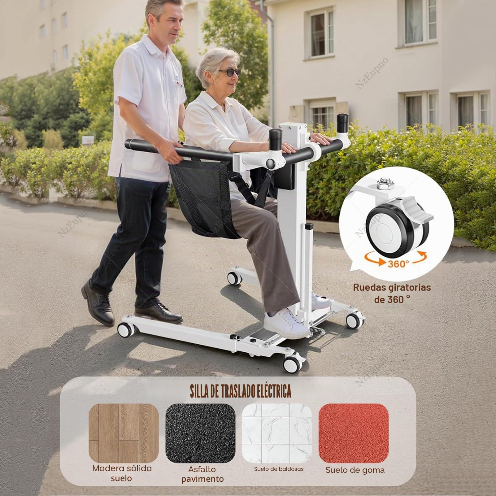 GrúA EléCtrica para Pacientes En Casa con Ajuste De Altura Y Anchura, GrúA Plegable para Traslado De Personas Mayores, Asistencia para Sentarse Y Levantarse En Coche, Silla De Ruedas Y Cama
