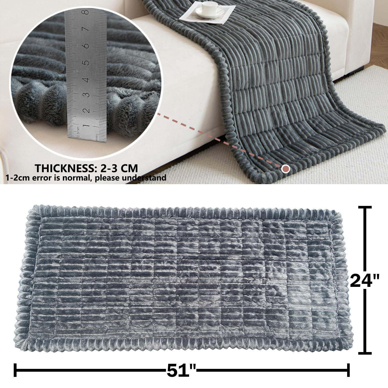 Dog Bed Mat for Car Backseat Extender, Non-Slip Pet Bed Mat for Car Back Seat Protector Cover, Furry Dog Couch Cover, Washable Travel Dogs Bed for Cars, SUVs, Sedans. (51" x 24") (Dark Grey, M) - image 7