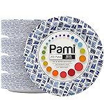 PAMI Heavy-Duty Large Disposable Microwave-Safe Paper Dishes, Oil Water Cut Resistant, Sturdy Uncoated (10 Inch Plate 200 Blue)