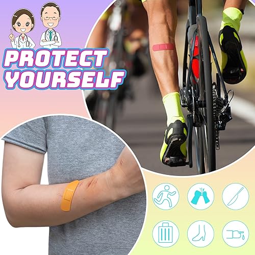 Miniatura 7 de Yinder 360 vendajes para niños, vendajes flexibles coloridos a granel, impermeables, transpirables, de neón, protegen cortes y rasguños para niños