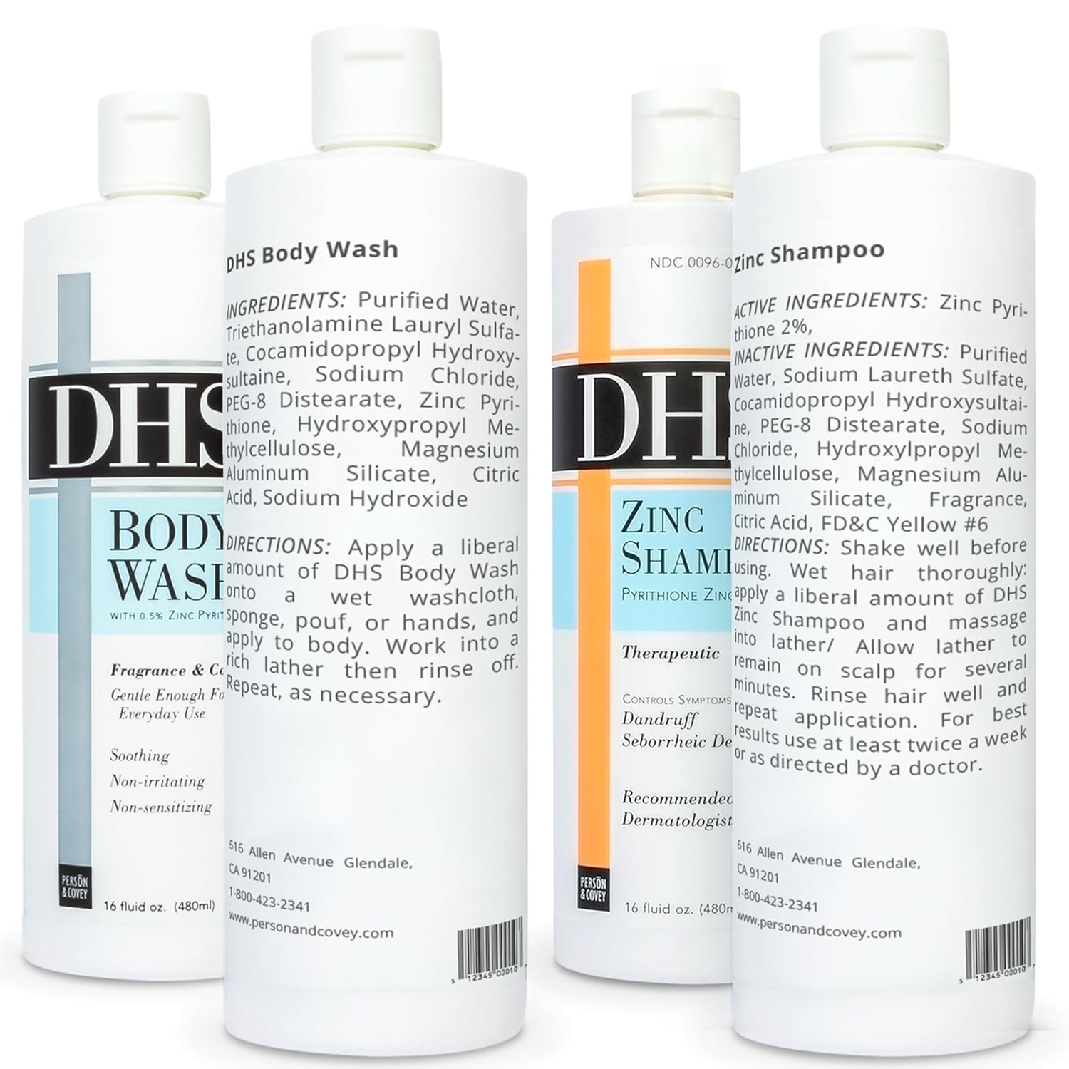 Persōn & Covey DHS Zinc Shampoo and DHS Body Wash for Sensitive Skin
