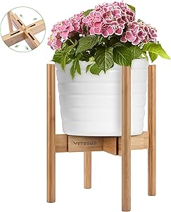 VIVOSUN Mid Century Modern Plant Stand Indoor Bamboo Adjustable Flower Pot Holder Fits Pot Size of 8-12 inches (Pot & Plant Not Included)