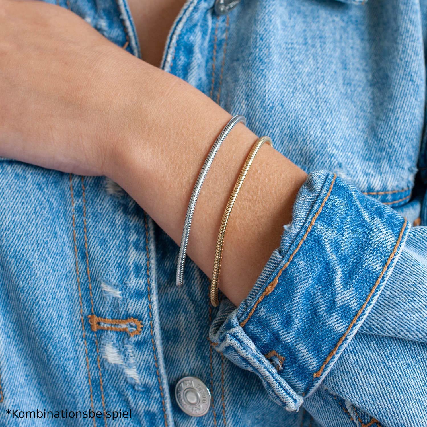 Damen Herren Armband 3mm Schlangenkette Silber 925 rhodiniert | Silberarmband aus hautfreundlichem 925 Sterling Silber in 17-23cm Made in Germany von MATERIA by Matthias Wagner