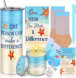 Patelai 7 Pcs Beach Starfish Story Appreciation Gifts Set You Make a Difference Starfish Tumbler Notebook Pen Keychain Candle Back to School Gift for Coworker Employee Volunteers Swim Teacher Gifts
