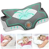 Elviros Cuscino in Memory Foam Ortopedico Cervicale per Dolore al Collo Cuscino Ergonomico per Dolore alla Spalla Cuscino di Sostegno del Collo, Grigio scuro, 64 x 12.5, 10.5 x 38 cm