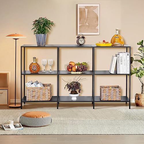 Miniatura 11 de DCLRN Mesa consola, mesa de entrada estrecha y larga con estante de almacenamiento para entrada, vestíbulo, pasillo, sofá, sala de estar, bar, Negro