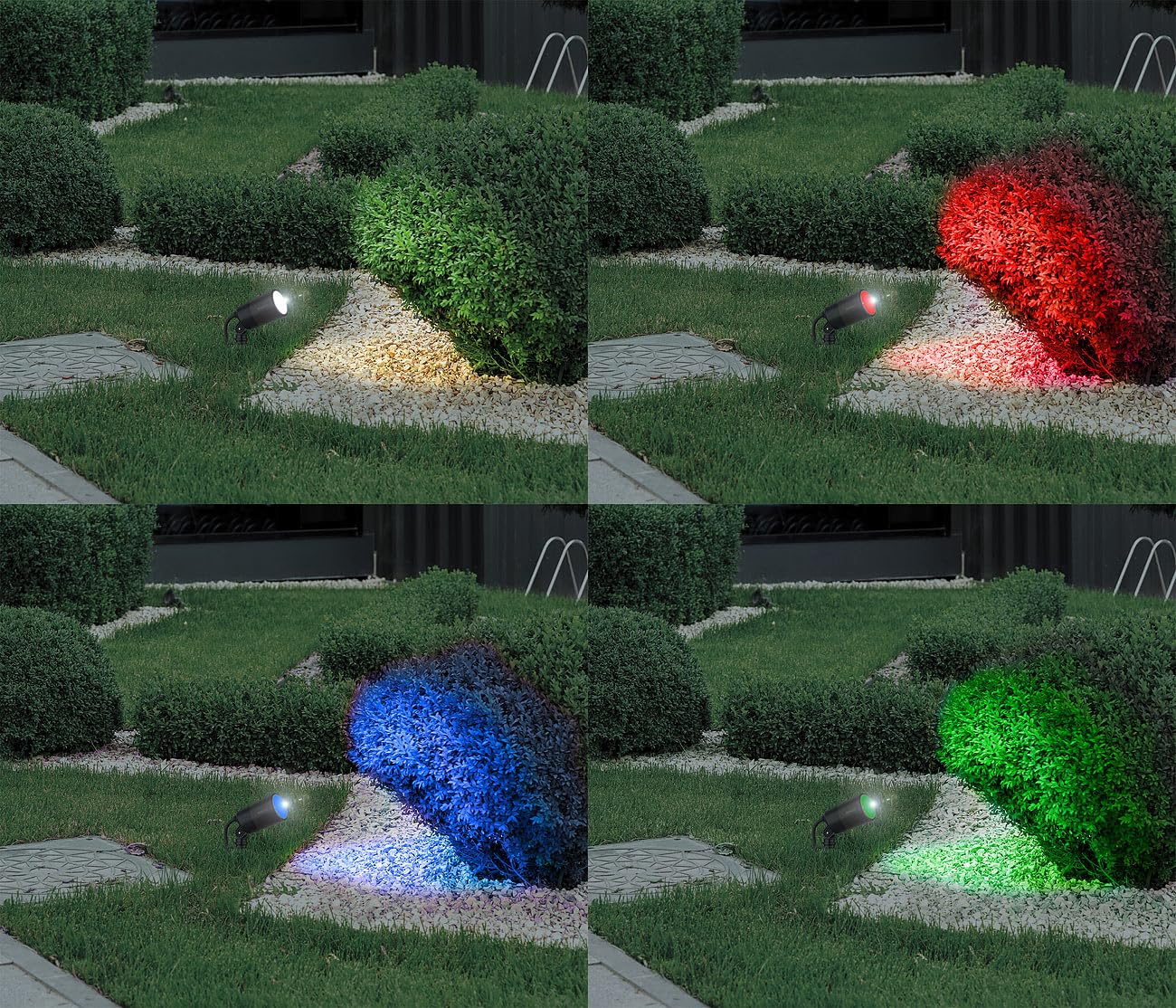 Luminea Home Control Gartenbeleuchtung: 3er-Set WLAN-Gartenstrahler, RGB & CCT, 7 W, 520 lm, IP65, App (Gartenspot, LED Garten, RGBW)