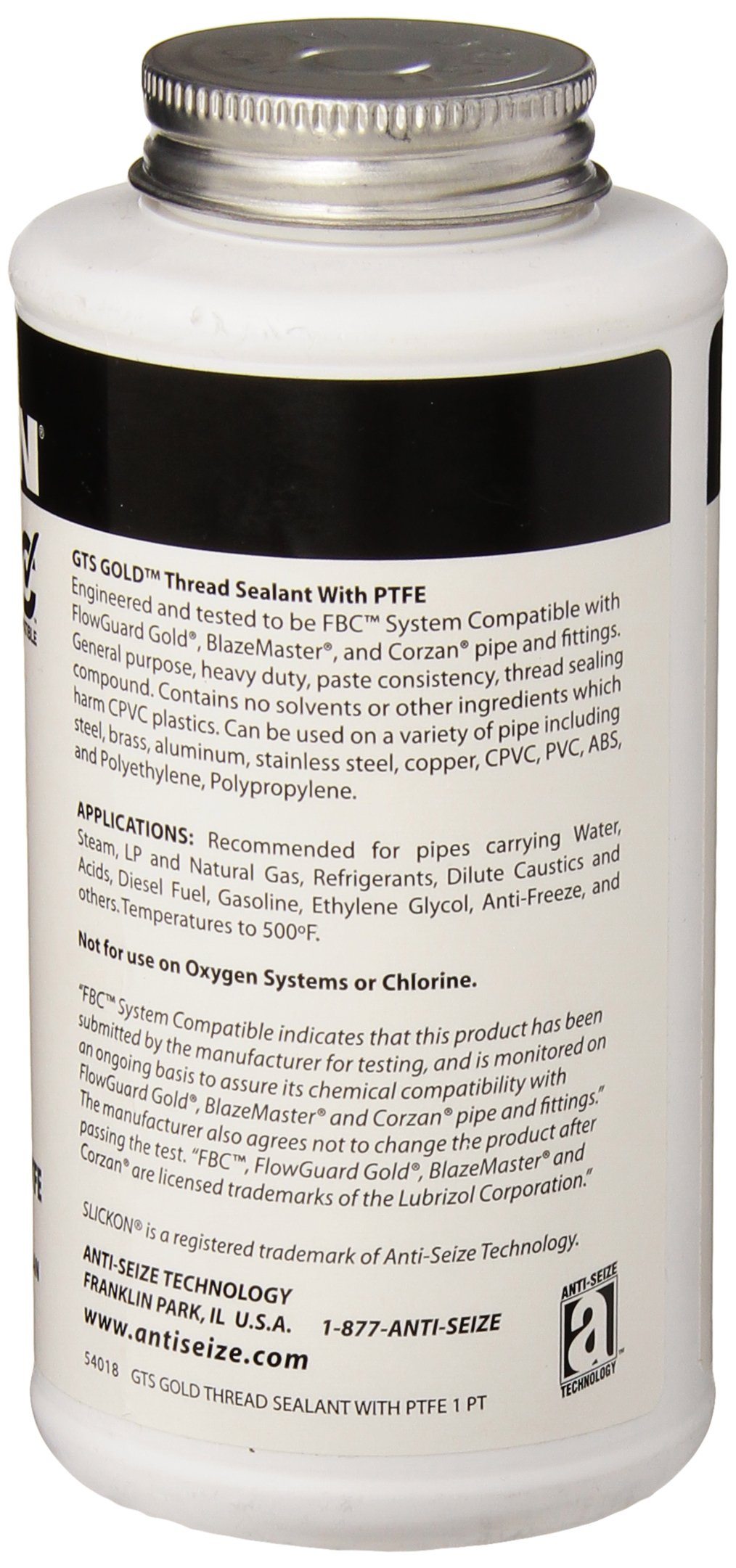 Anti-Seize Thread Sealant with PTFE, Yellow, 16 oz. (54018)