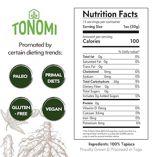 Miniatura 2 de Tonomi Harina de tapioca totalmente natural, harina sin gluten para hornear, paleo, celíaco, verificada sin OMG, Kosher y Halal, hecha de yuca 100%