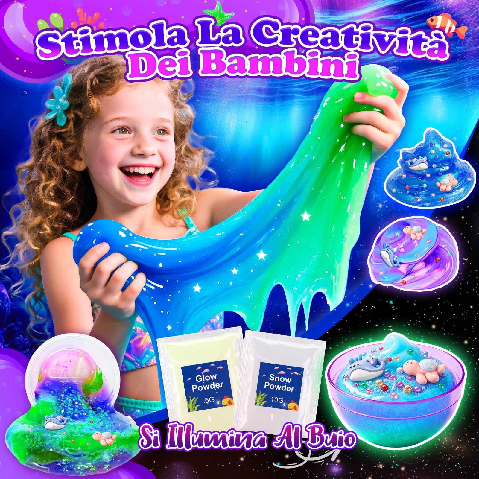 iKidiki Slime per Bambini 6 7 8 9 10 11 12 Anni, Oceano Galaxy Slime Kit Giochi Bambina 6-12 Anni Femmina DIY Slime Fluffy Regalo Bambina 6 7 8 9 10 11 12 Anni, Slime Set Regali di Festa