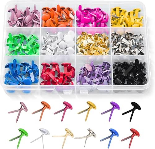 180pcs Brads for Paper Crafts，12 Colors Brads Paper Fasteners Metal