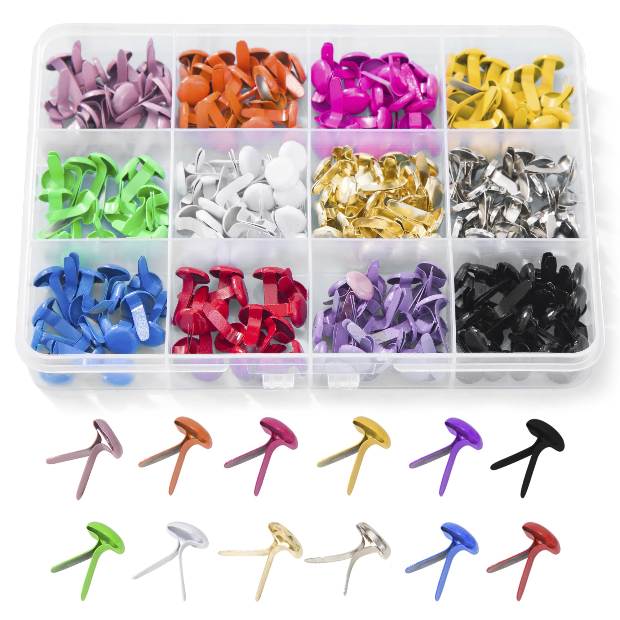 180pcs Brads for Paper Crafts?12 Colors Brads Paper Fasteners Metal Paper Fasteners Mini Brads for DIY Crafts Projects Scrapbooking Split Pins