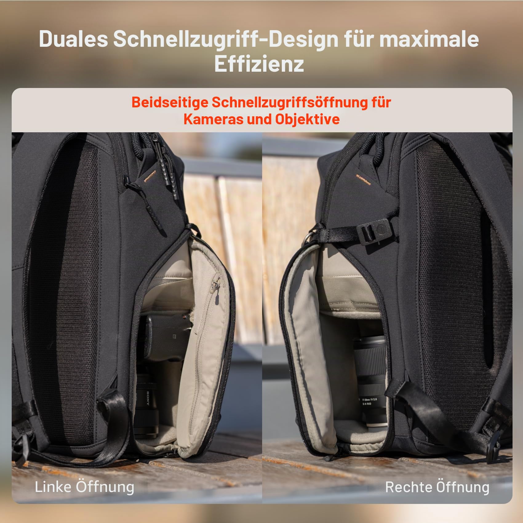 PGYTECH OneGo Lite Kamerarucksack 12L, Kompakter Kleiner Fotorucksack für Damen & Zierliche Personen, für Sony/Canon/Nikon/Spiegellose Kameras, Wasserabweisend, für Pendler & Reisefotografie (Schwarz)