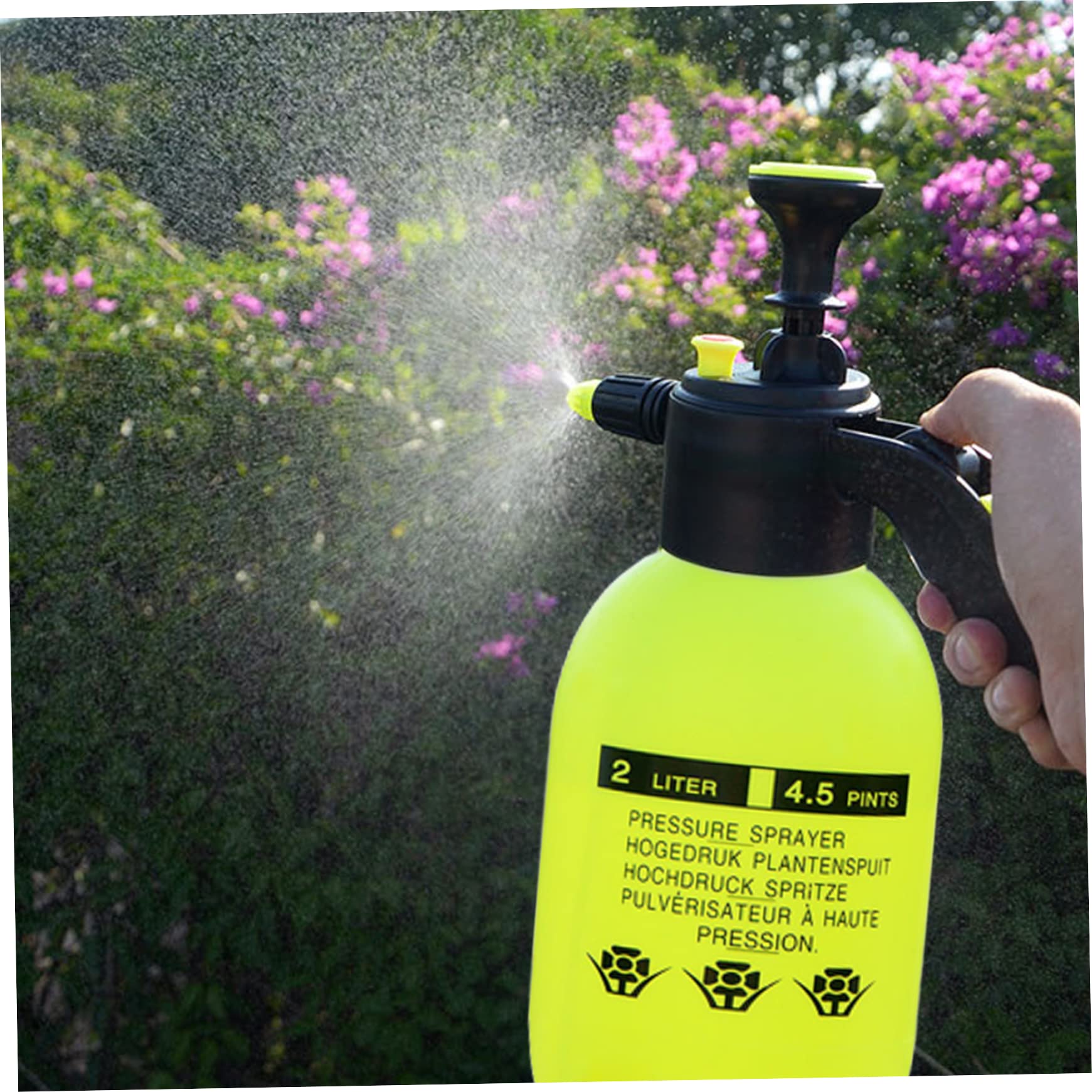 Botellas pulverizadoras de 2 litros, con bomba de jardinería, pulverizadores portátiles de jardín con boquilla ajustable, botella de agua a presión para plantas, pulverizadores