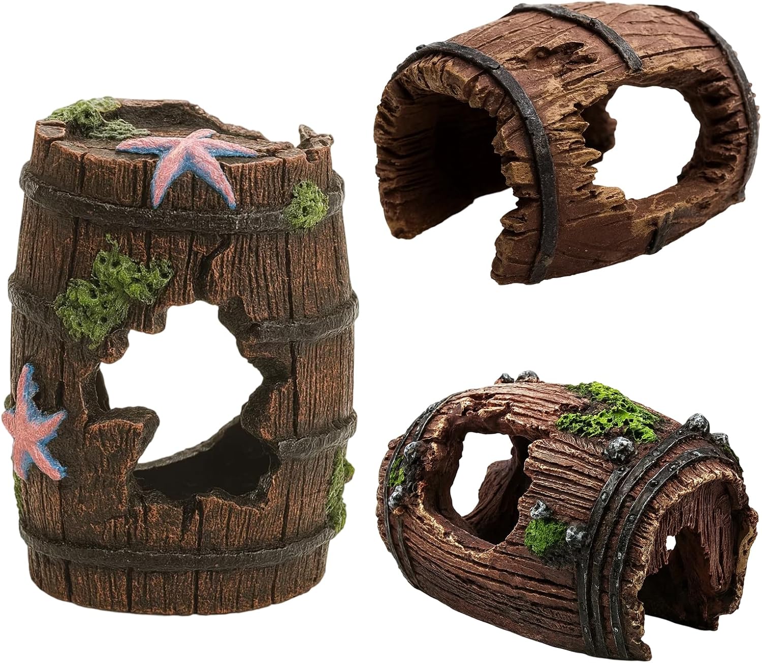 MmotZsb Aquarium-Dekoration, 3-teiliges Set mit Höhle und Fass, ideal für Aquarium-Zubehör, 8 x 5 x 6 cm, Deko-Elemente für Aquarien MmotZsb Aquarium-Dekoration, 3-teiliges Set mit Höhle und Fass, ideal für Aquarium-Zubehör, 8 x 5 x 6 cm, Deko-Elemente für Aquarien