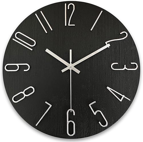 Miniatura 1 de AIRUIFU Reloj de pared de 12 pulgadas, silencioso sin tictac, funciona con pilas, analógico, pequeño, clásico, para oficina, hogar, baño, cocina,