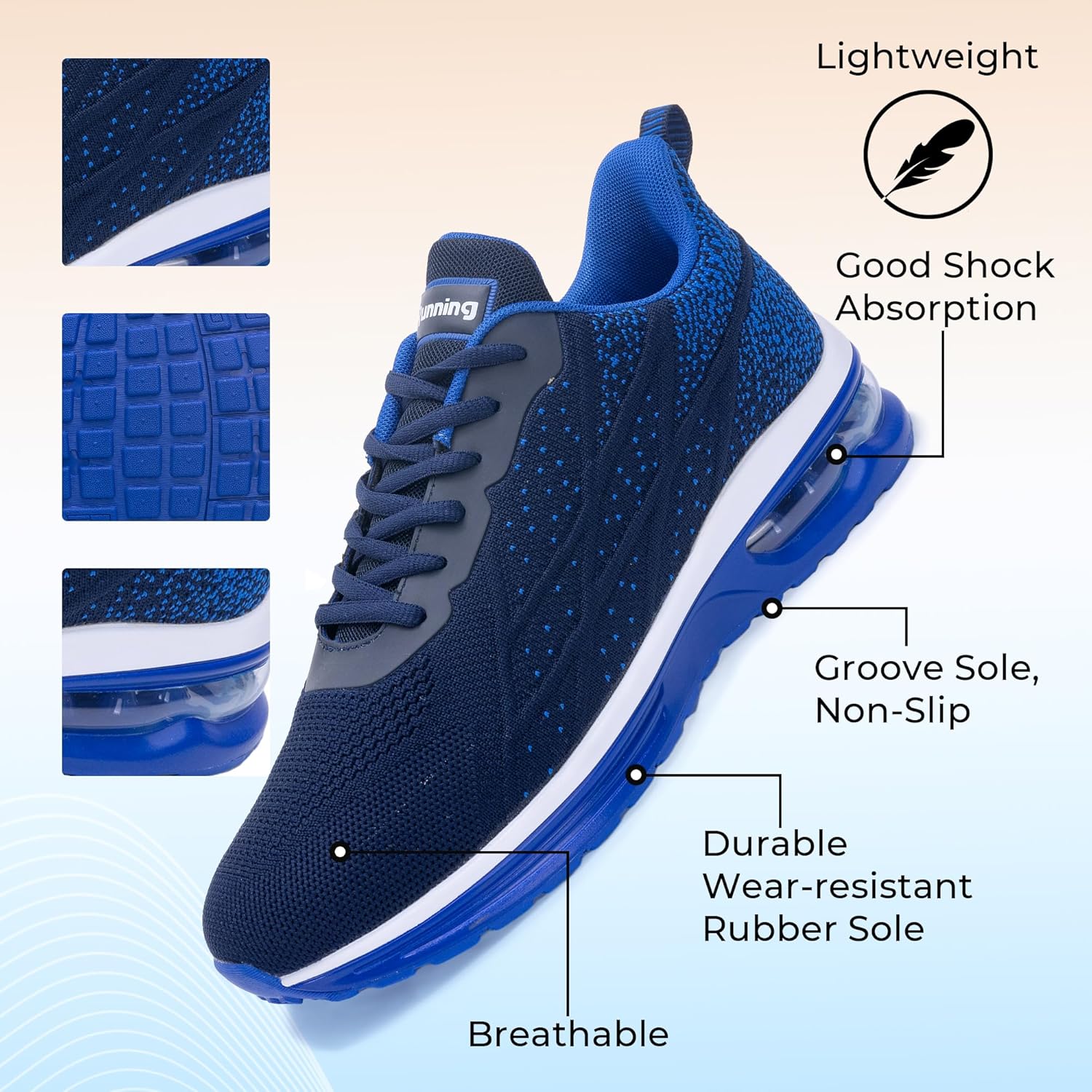 Men's Runnning Shoes Tennis Walking Sneakers Comfort Cushion Shoes for Gym Workout Athletic US 7-13