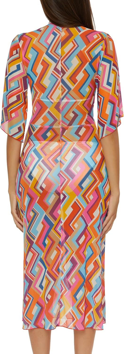 BECCA Women's Las Palmas Mesh Dress, Plunge V-Neck, Casual, Beach Cover Ups for Women