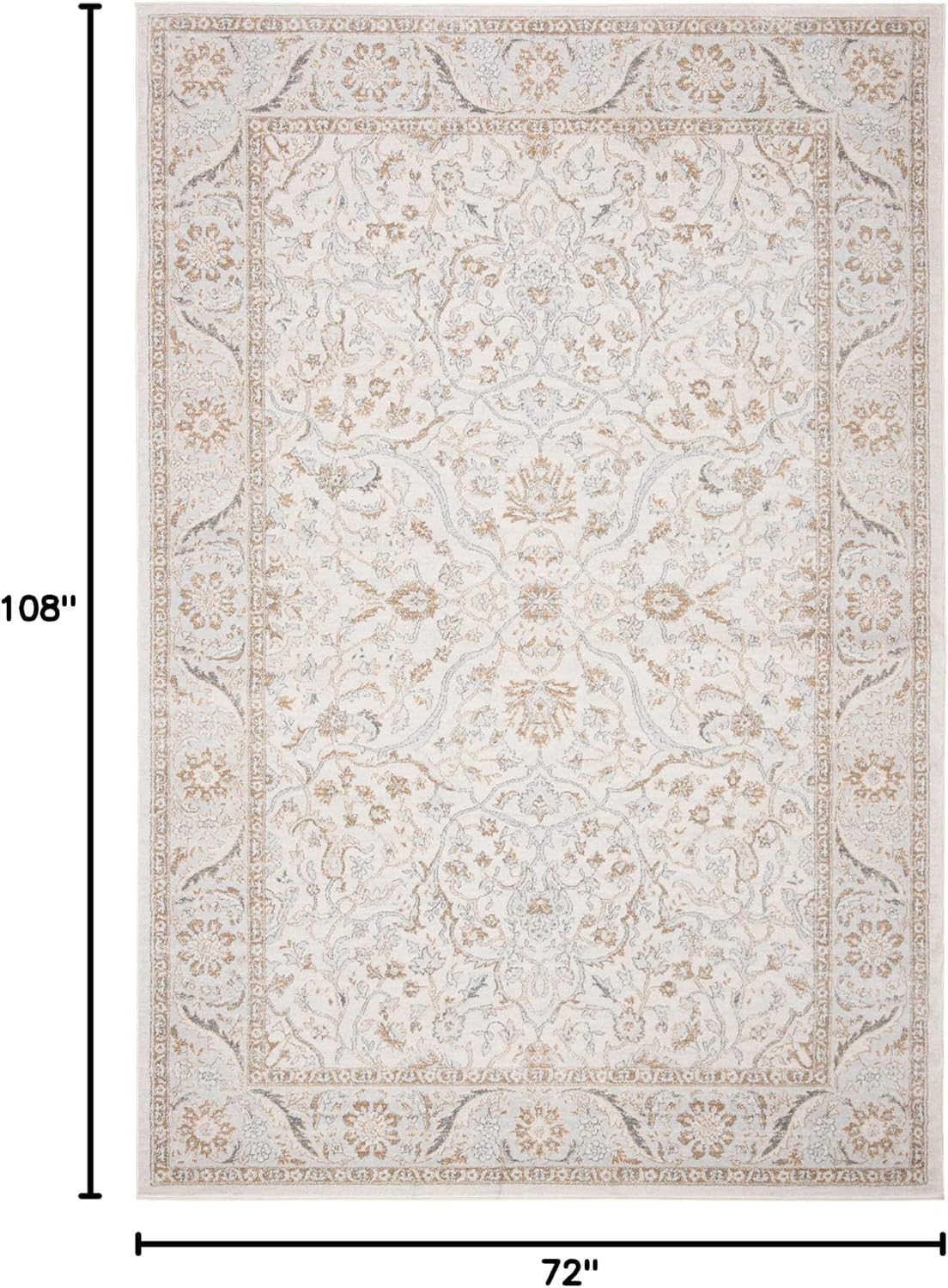 SAFAVIEH Isabella Collection Area Rug - 6' x 9', Cream & Beige, Oriental Design, Non-Shedding & Easy Care, Ideal for High Traffic Areas in Living Room, Bedroom (ISA912A)