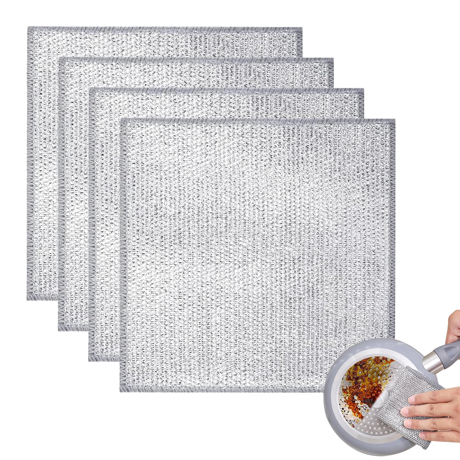 YIGAARUI Wire Dishwashing Rags, Multipurpose Non Scratch Dish Scrubbing Cloth for Wet & Dry