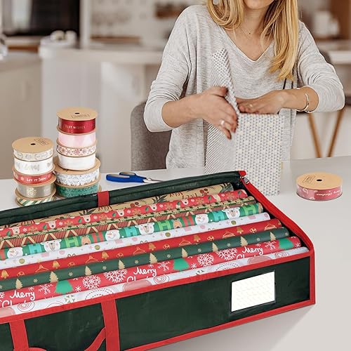 Miniatura 29 de BALEINE Bolsa de almacenamiento de papel de regalo de Navidad, bolsa de almacenamiento de polietileno duradera de 40 pulgadas con particiones