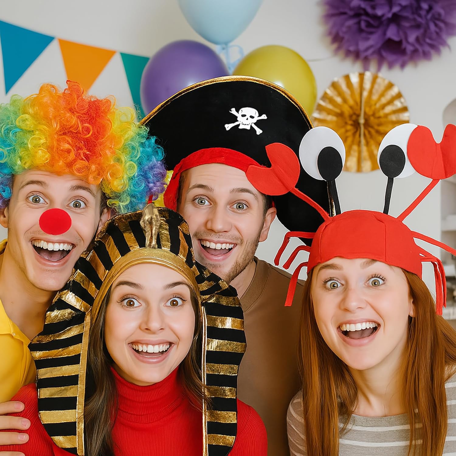 KEPATO Funny Party Hats Halloween Costume Hats, Assorted Bulk Photo Booth Props, Holiday Birthday Dress Up Accessories