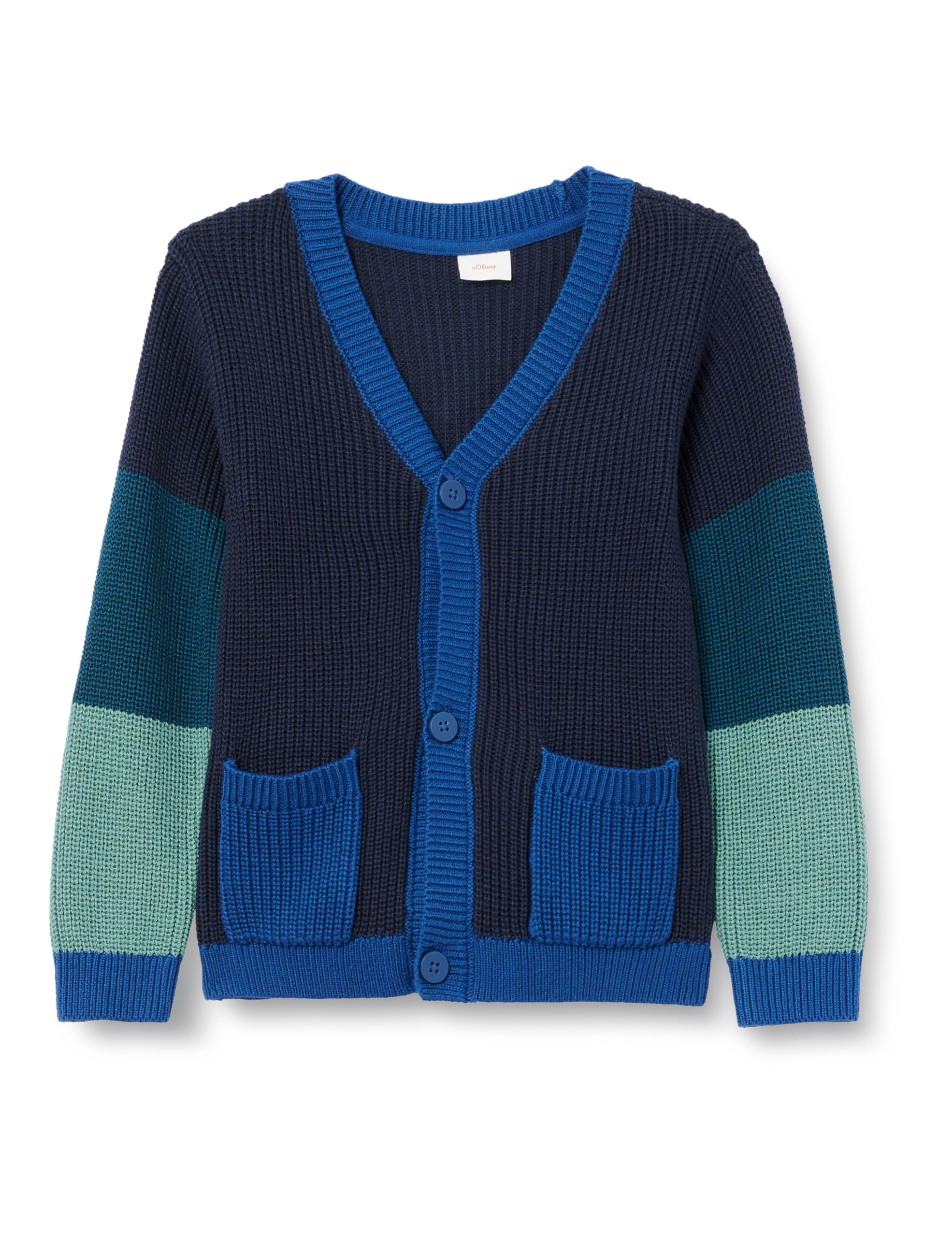 s.Oliver Junior College Jacke im Fabricmix, Chaqueta universitaria en mezcla de tejidos Niños, BLUE GREEN,