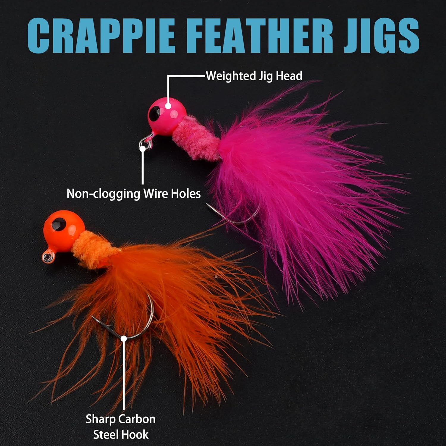 AGOOL Marabou Crappie Jigs, 25 pcs, photo 3 of 8