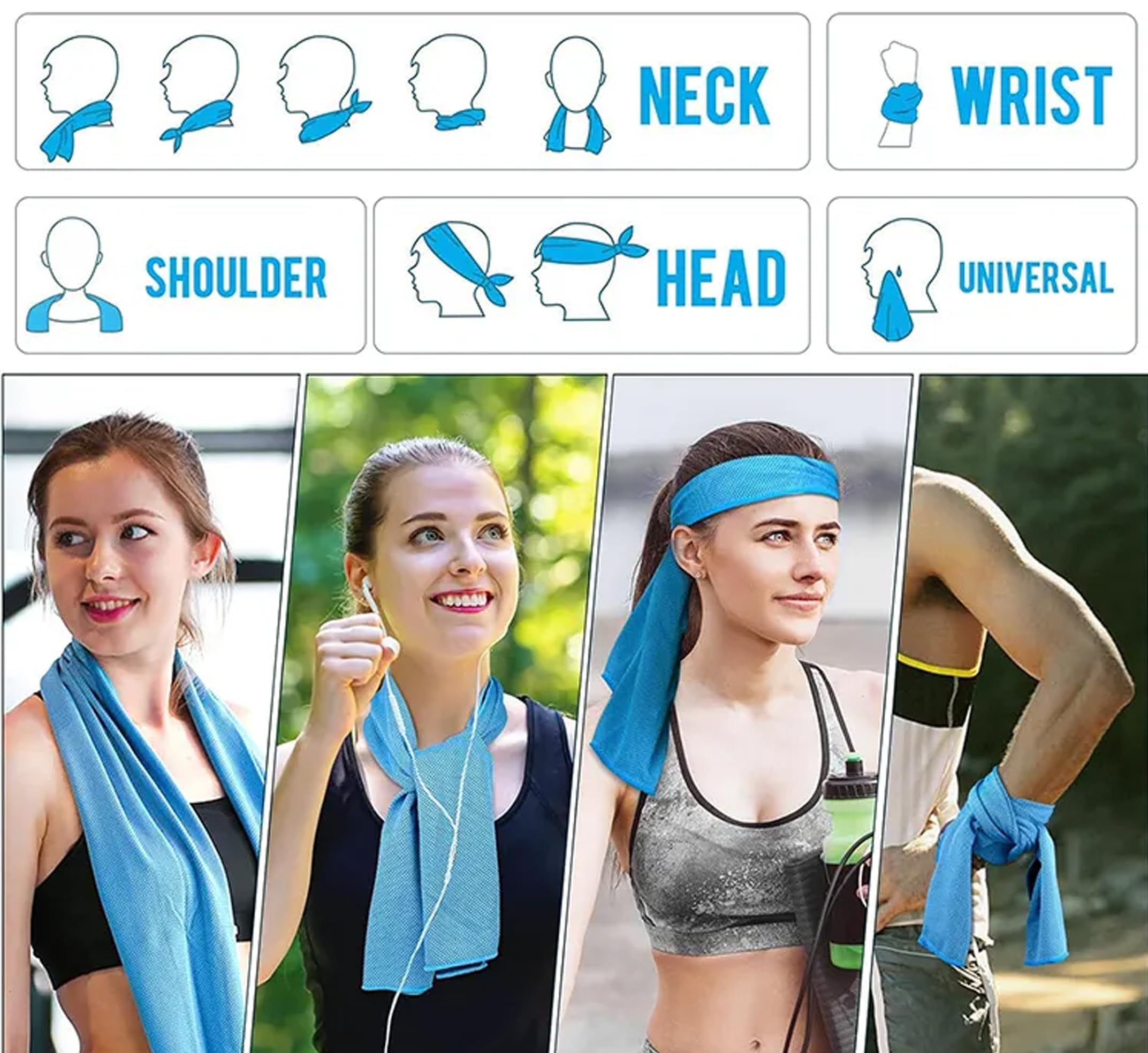 Chill Flex Asciugamano Rinfrescante in Microfibra, Set da 2, 100x30 cm, con Custodia in Silicone, per Sport e Palestra