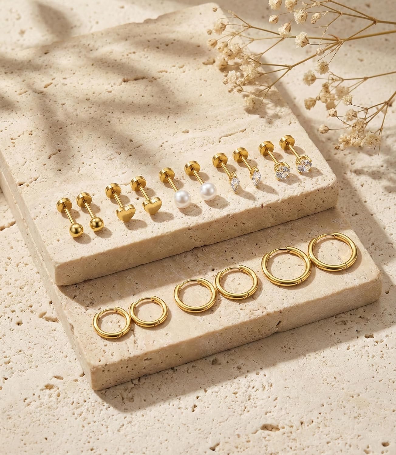 Incaton Surgical Stainless Steel Earrings for Sensitive Ears Hypoallergenic 20G Stud Hoop Earrings for Women Small Flat Back Earrings Cartilage Earrings Hoop Stud - Image 2