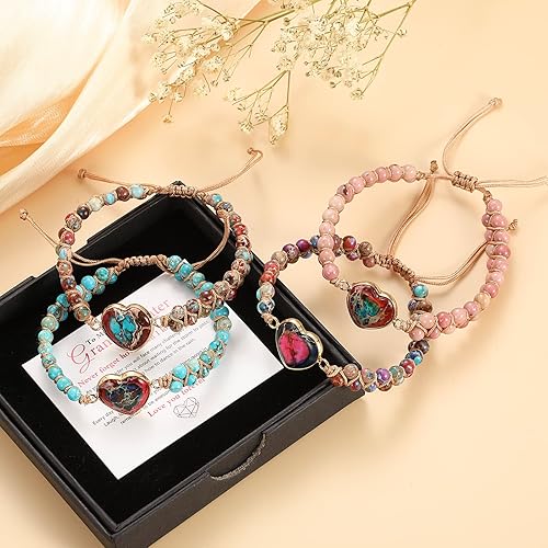 Miniatura 6 de Pulsera trenzada de nudo de flor de durazno ajustable para mujer, con texto en inglés "For Granddaughter A Link That Can Never Be Undo", pulsera de