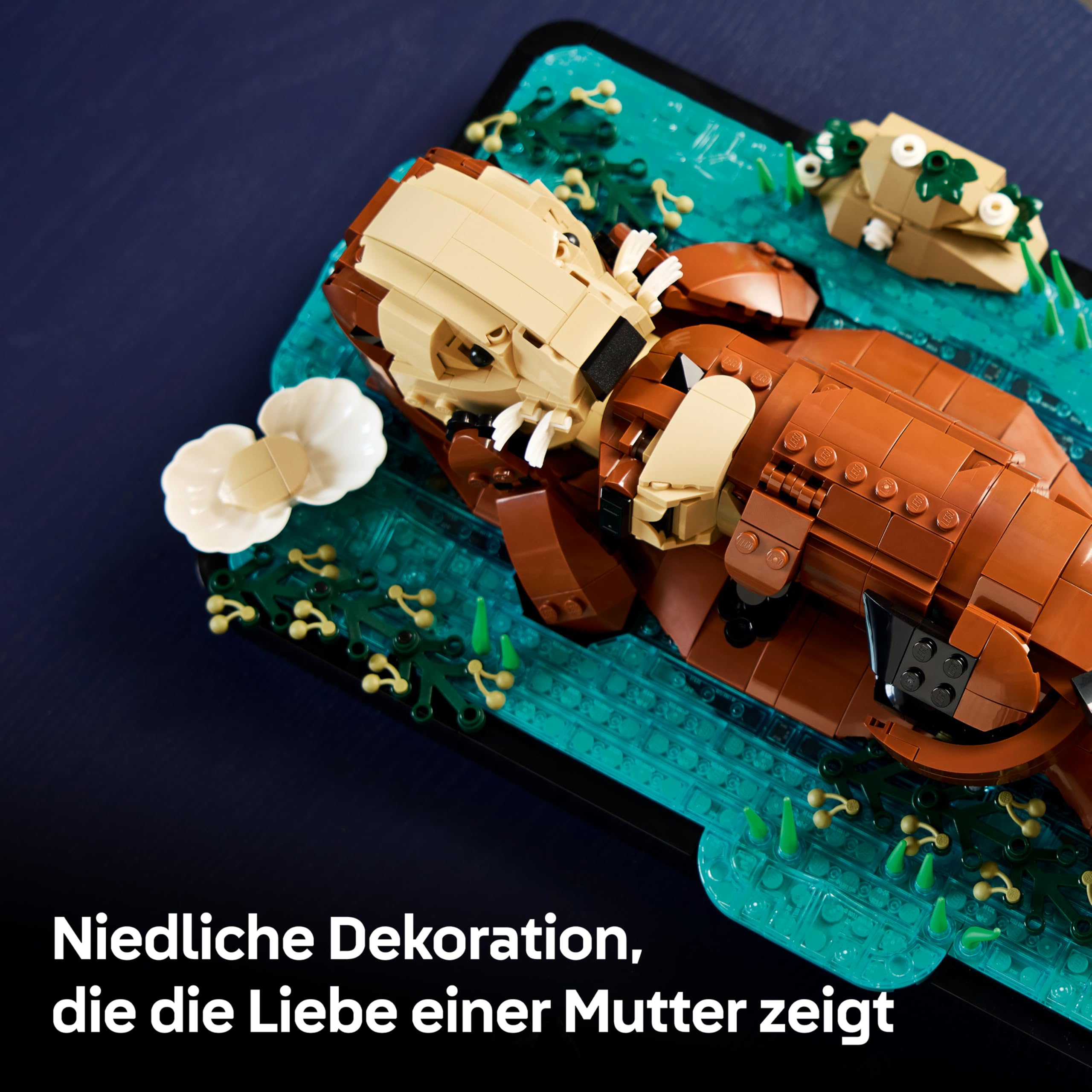 LEGO Ideas Schwimmende Otter - Modellbau für Erwachsene - 3D Puzzle mit Seeotter Figuren (Mutter & Jungtier) - DIY Deko für Regal oder Wohnraum - Geschenkidee für Kunst- & Bastelfans - 21366