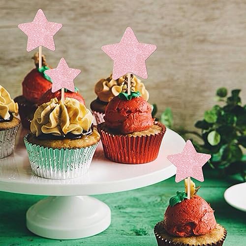 Miniatura 81 de 30 piezas de adornos de estrella para cupcakes con purpurina montados con estrella centelleante, para boda, compromiso, despedida de soltera, fiesta