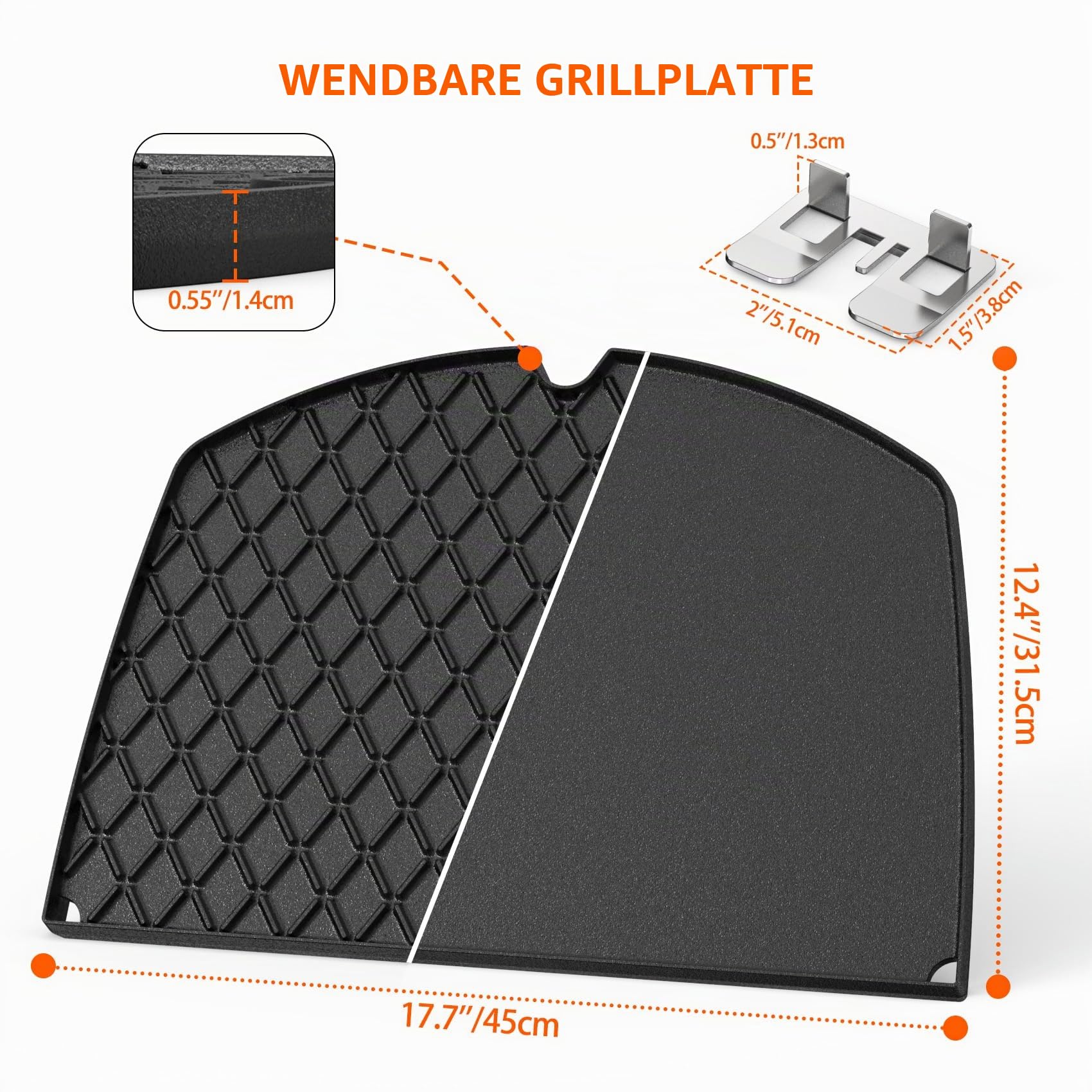 onlyfire 6506 Gusseisen Grillplatte für Weber Q300 Q320 Q3000 Q3100 Q3200 Q3400 Series Gasgrill, 45x31,5CM Grillplatten Griddle Platte Zubehör, Wendeplatte Ersatzteile für Weber 57060001, 586002