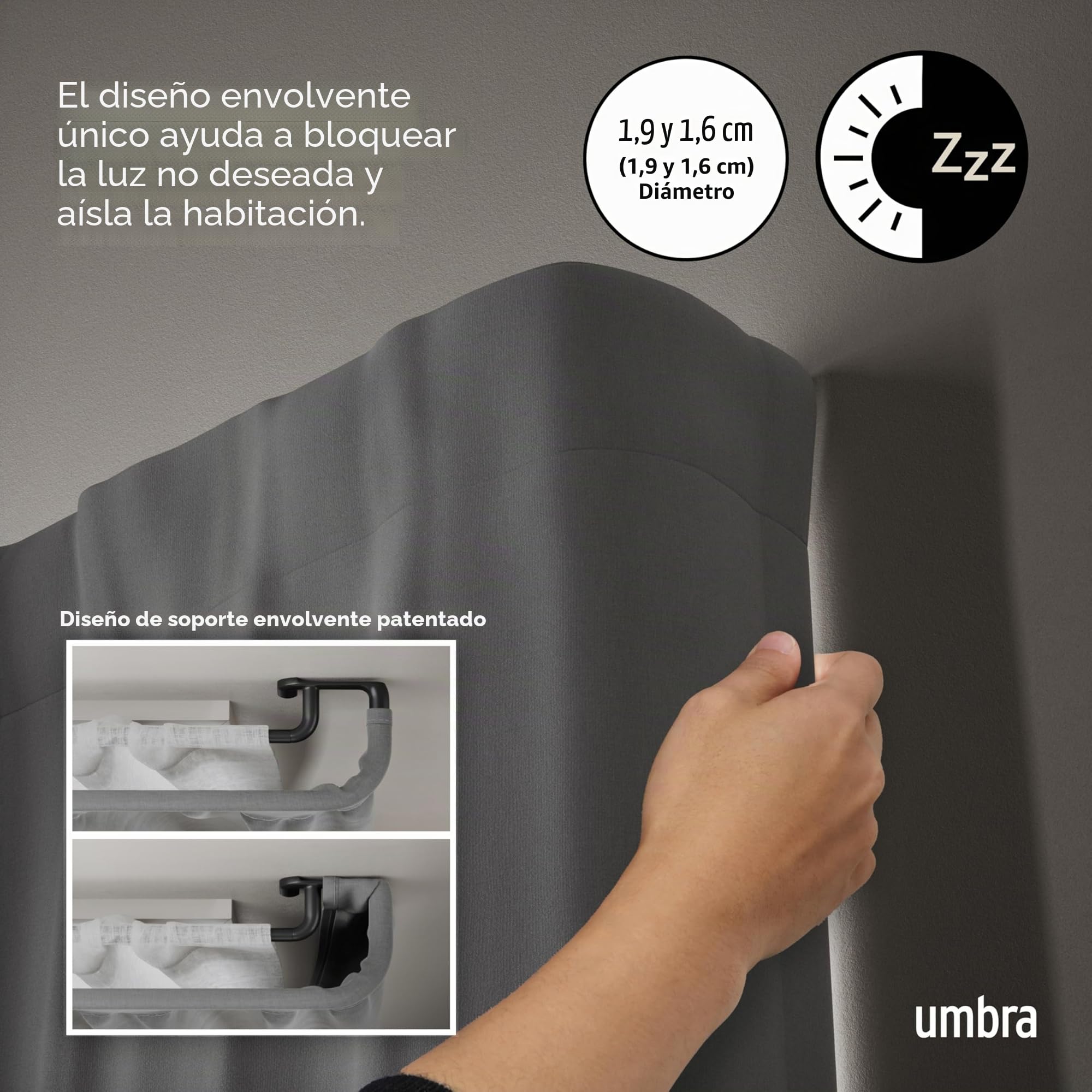Umbra Moderna barra de cortina doble, color negro