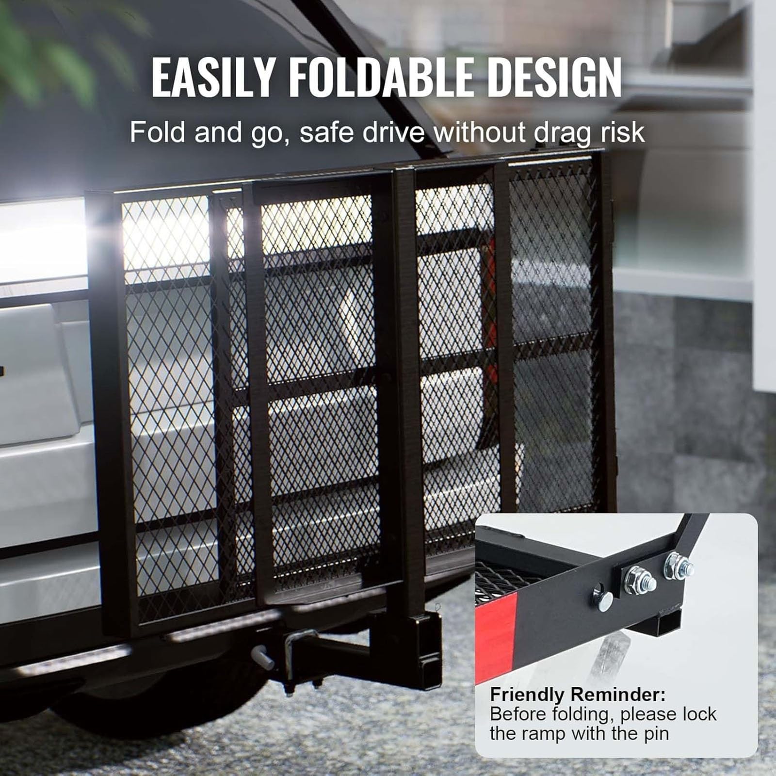 Portaequipaje de Carga, Capacidad de 226 kg/500 LB, Canasta de Equipaje Resistente para SUV, camión, Remolque, portaequipaje Trasero con diseño Plegable