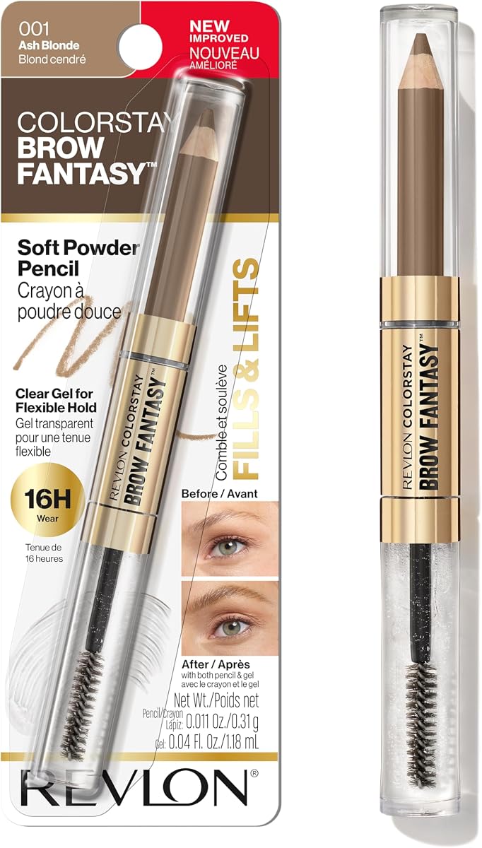 Revlon ColorStay Brow Fantasy Pencil & Gel, 001 Ash Blonde | This brow product features a powder-soft pencil and a clear shaping gel to set. Get visibly full, natural-looking brows.