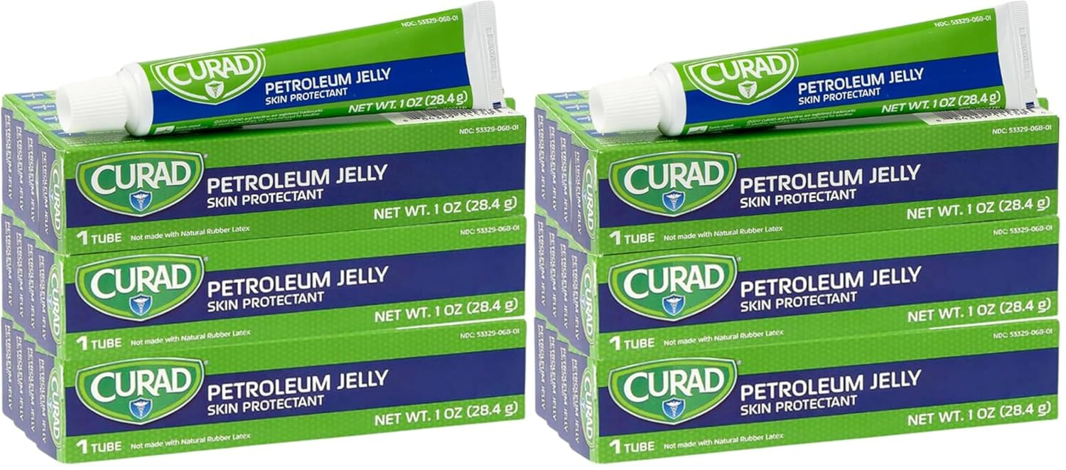 CURAD Petroleum Jelly Skin Protectant,Ointment for Dry Cracked Skin,1 oz Tube,(Pack of 24)