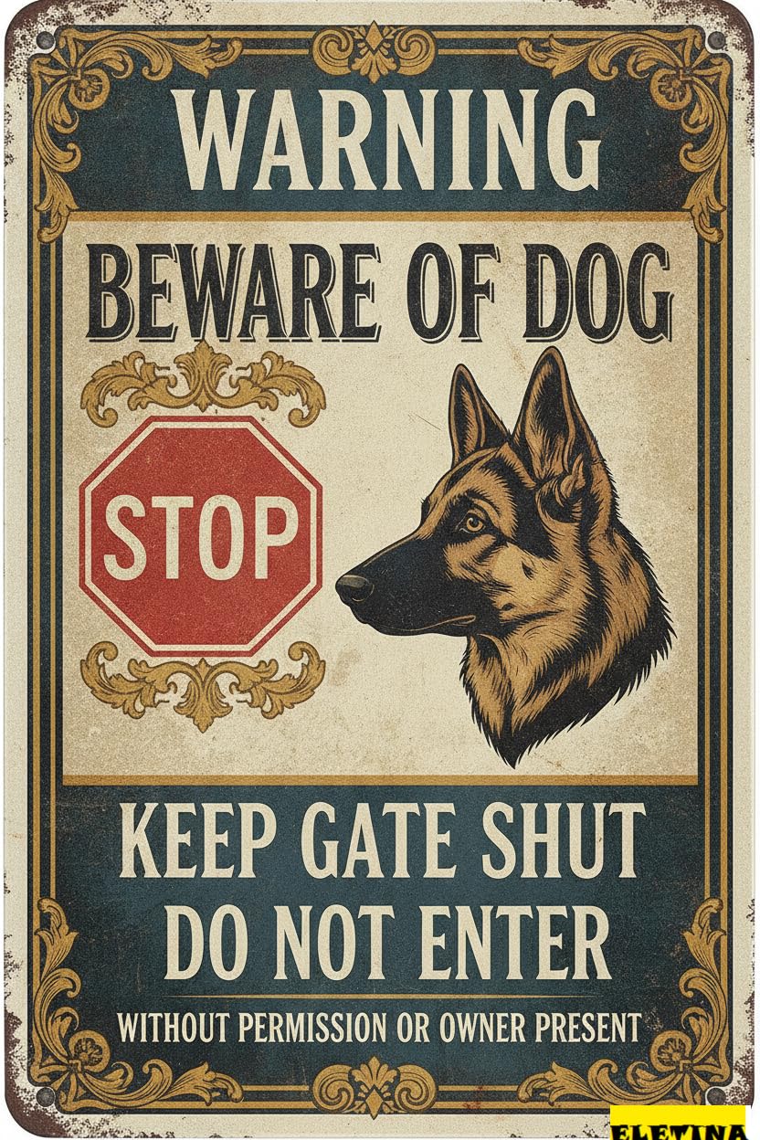 Personalized Sign for Man Cave Beware Of Dog Warning Metal 8x12in Safety Plaque Gate Fence Wall Decor Private Property Decorative