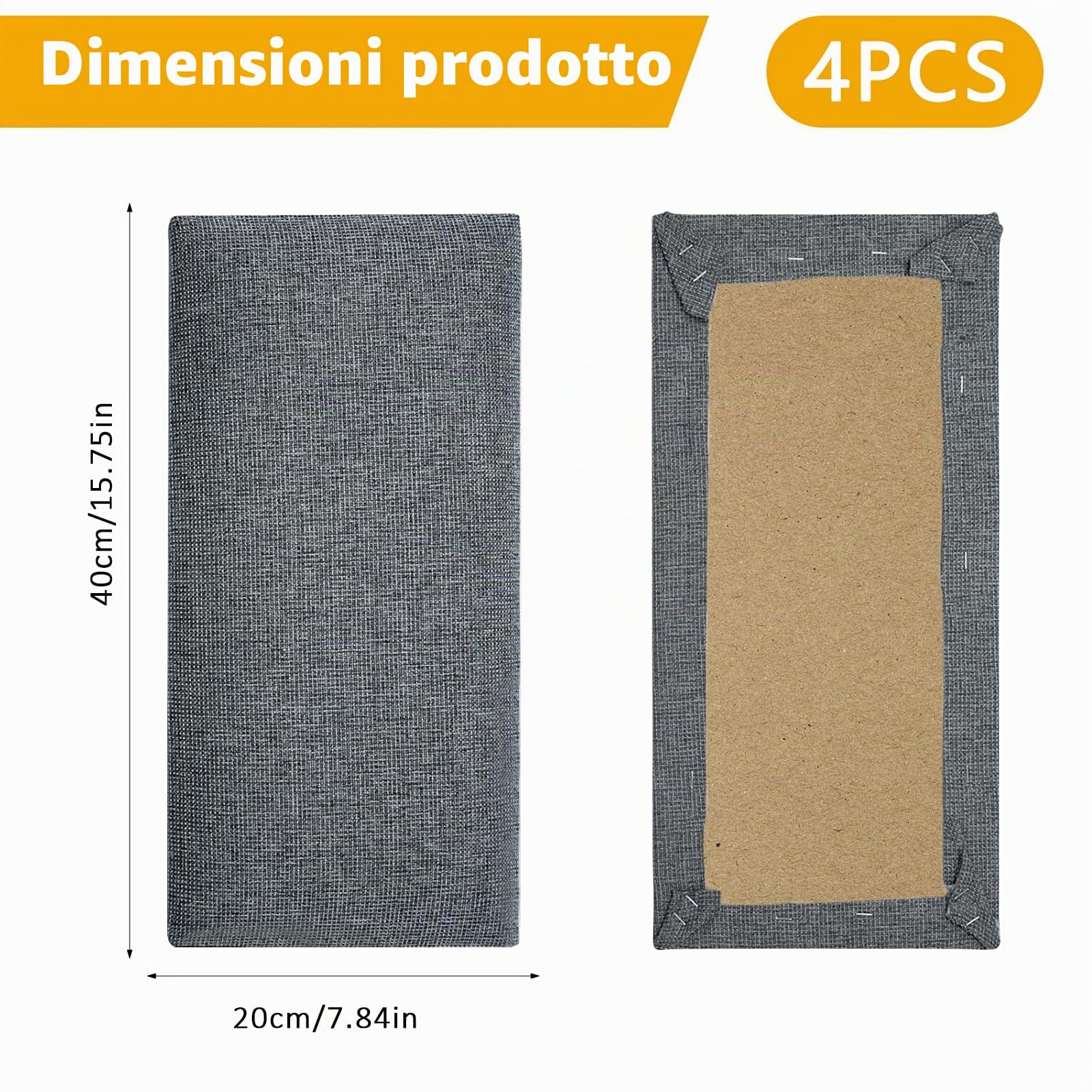 MeYuxg 4 pezzi Pannello Da Parete 3D,40x20cm Pannello Imbottito in Cotone-Lino Autoadesivo,Anti Rivestimento Murale,per cameretta dei bambini, per testiera e letto (Grigio Chiaro)