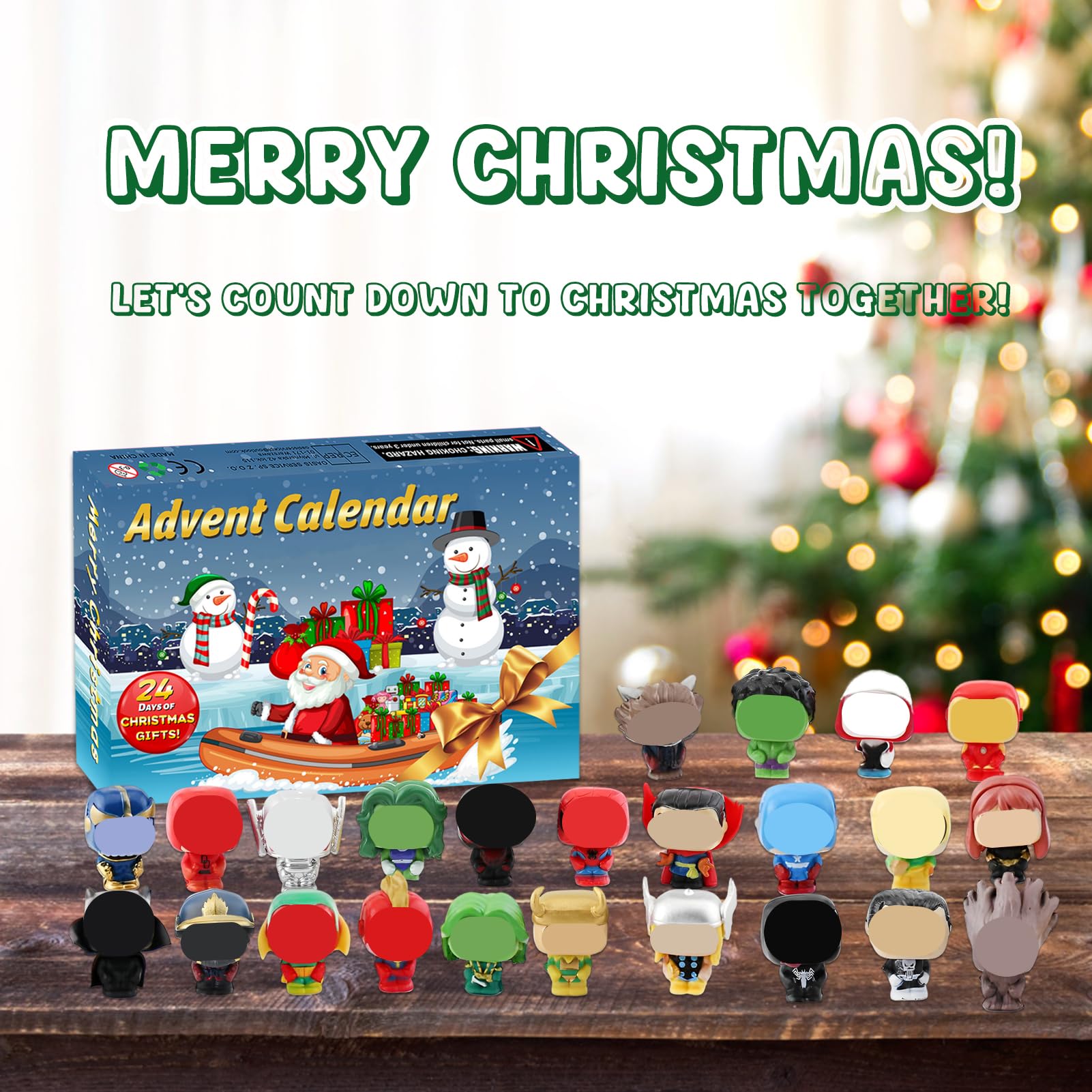 Calendario dell'Avvento Hero,Calendario dell'Avvento 2025 a Tema Eroi con 24 Personaggi Collezionabili,Idea Regalo per Natale