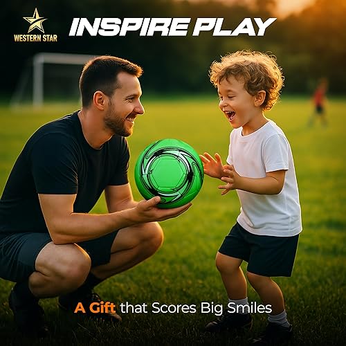 Miniatura 4 de Western Star Balón de fútbol tamaño 3 y tamaño 4 y tamaño 5  Peso oficial del partido  5 colores  Jugadores de fútbol jóvenes y adultos  Diseño de