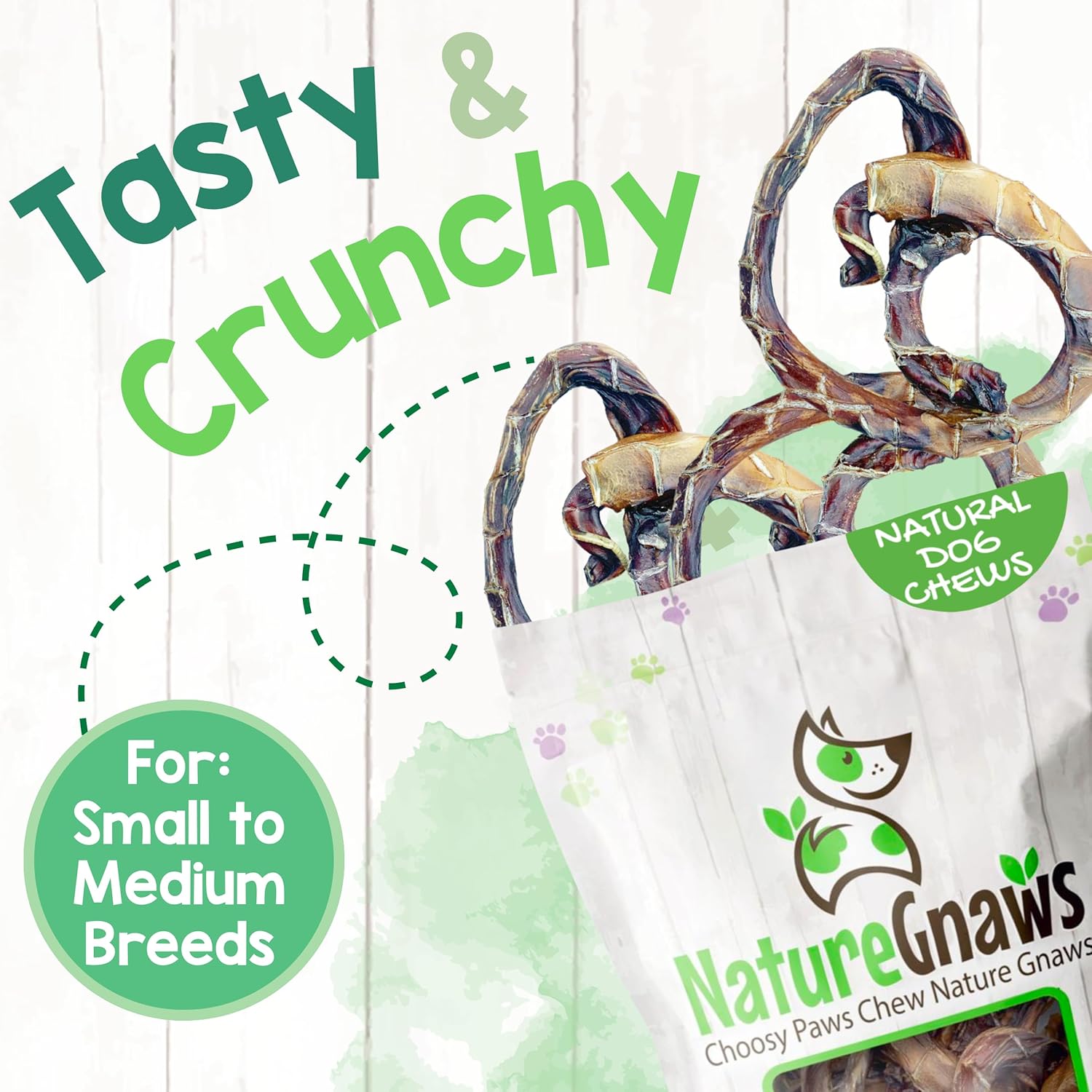 Nature Gnaws Pork Bully Stick Pretzels for Dogs 4-5" (15 Count) - Long Lasting for Light Chewers and Small Dogs - Natural Bacon Dog Chew Treats - Rawhide Free