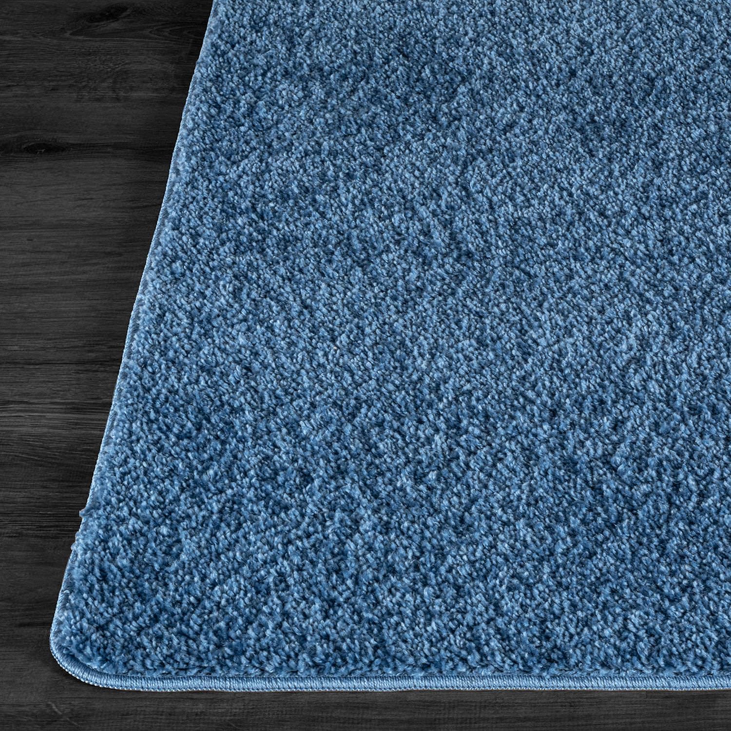 Luul Home Non Slip Solid Area Rug Blue 5x7 Rubber Back Soft Rugs for Living Room Kitchen Bedroom and Hallway Stain Resistant Washable Easy Cleaning Non Shedding Carpet Blue 5 x 7
