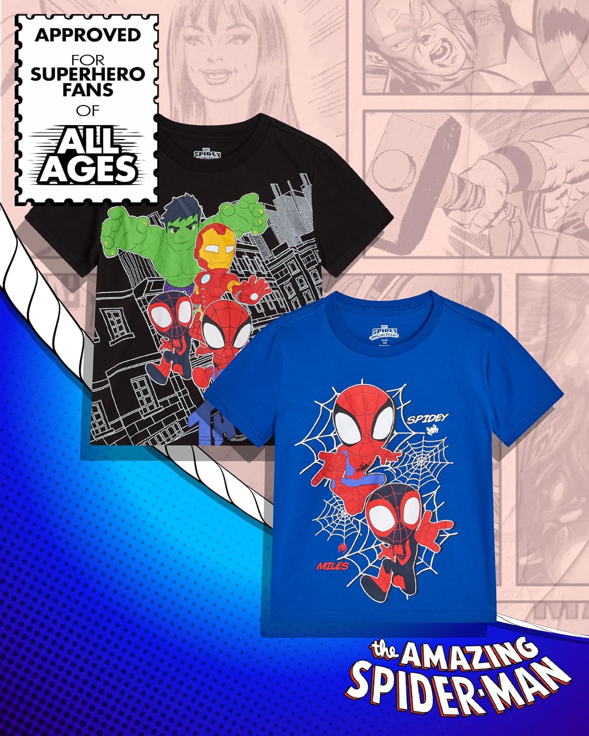 Marvel Spiderman Toddler and Boys Short & Long Sleeve Graphic Tees 2 Pack