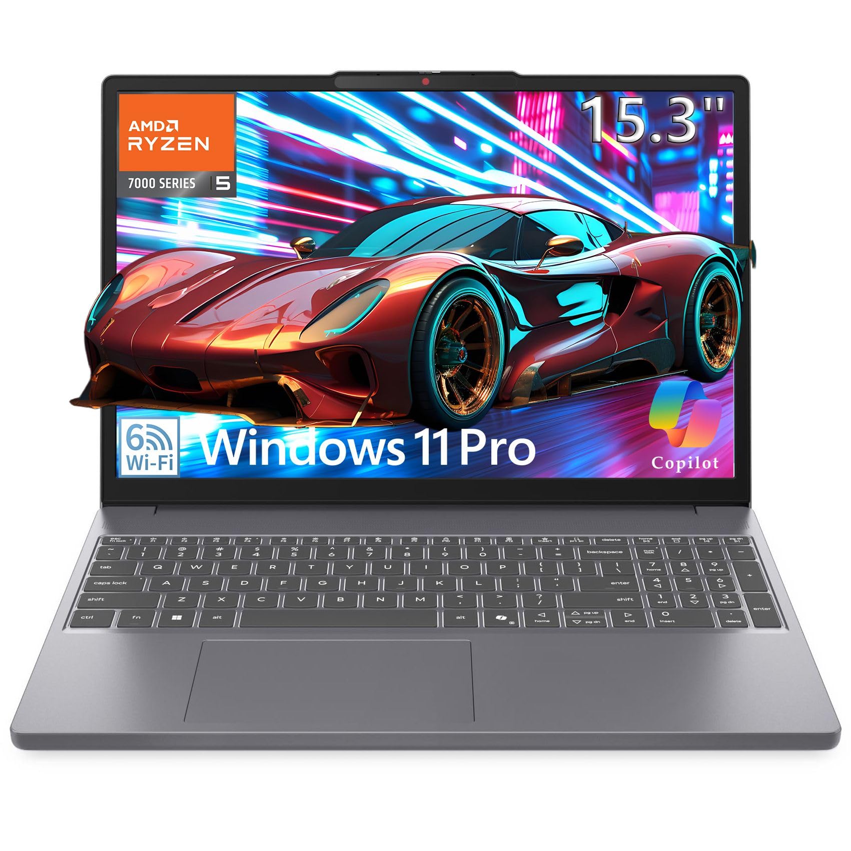 Lenovo 15" Gaming Laptop Computer, AMD Ryzen 5 7535HS (Beat i7-11800H), 40GB DDR5 RAM, 1TB PCIe SSD, Radeon 660M, FHD+ Copilot AI PC, WiFi 6, Bluetooth 5.3, Type-C, HDMI, Luna Grey, Windows 11 Pro