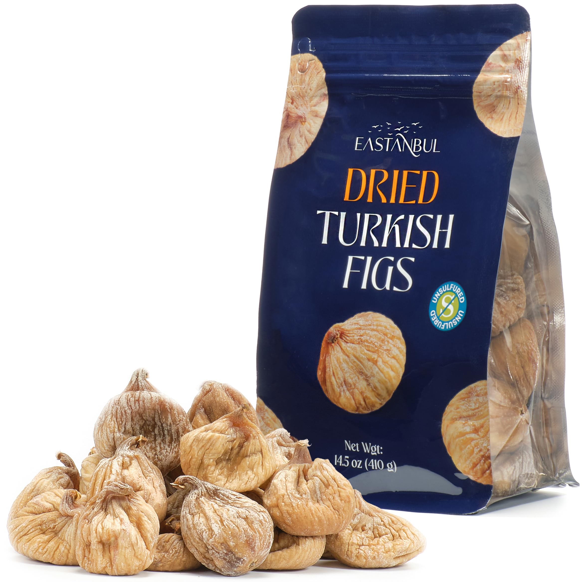 Eastanbul Turkish Dried Figs Whole, 14.5oz, No Sugar Added Whole Turkish Figs, Sweet and Soft, Premium Fruit, Guilt-Free Anjeer Dry Fruit Snack, 100%