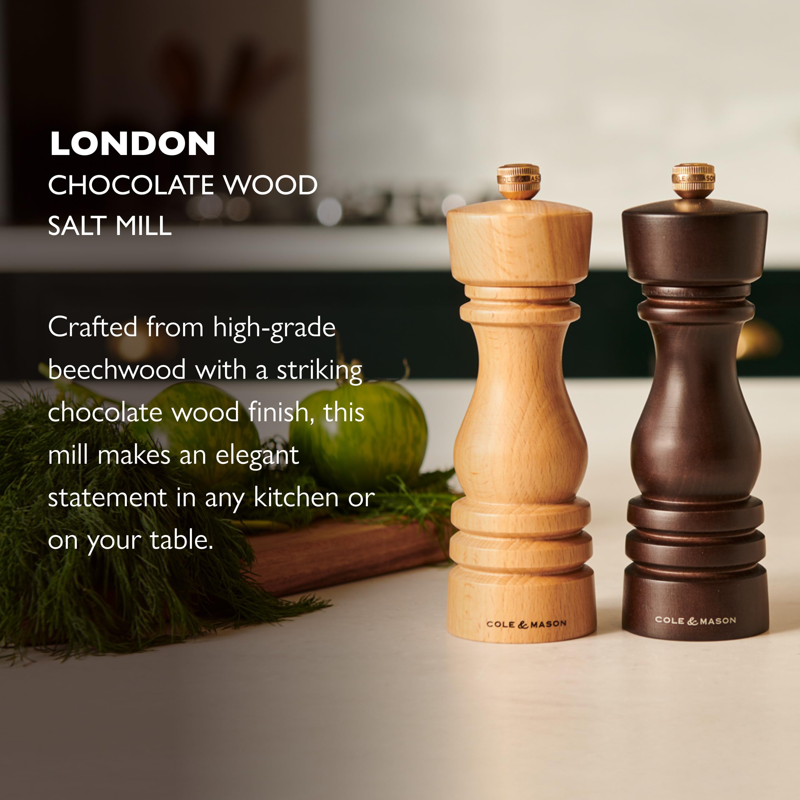 Cole & Mason London Salt Mill - Wood & Ceramic Grind -4