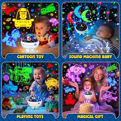 Miniatura 6 de Kids Toys Puppy Projector│30 Soothing Sounds+4 Slides Sound Machine Baby Night Light Projector│93 Projections+31 Colors Puppy Toys for Boys Age